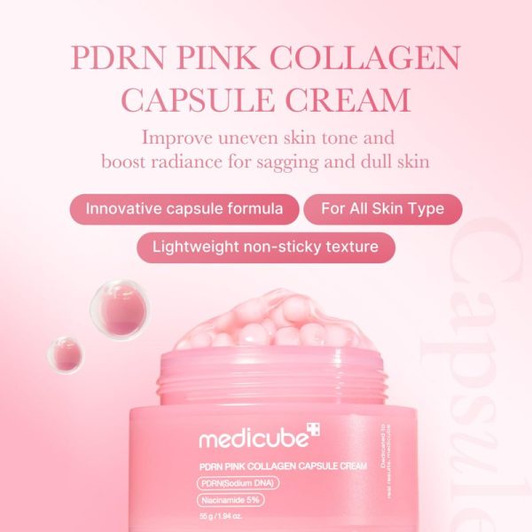 کرم کلاژن مدیکیوب صورتی مدل PDRN Pink Collagen Capsule Cream medicube حجم 55 گرم - Image 2