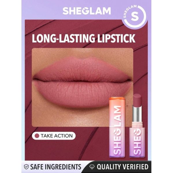 رژ لب مات بادوام شیگلم مدل Dynamatte Boom رنگ Take Action حجم ۲.۷ گرم  SHEGLAM Dynamatte Boom Long-Lasting Matte Lipstick – Take Action - Image 2
