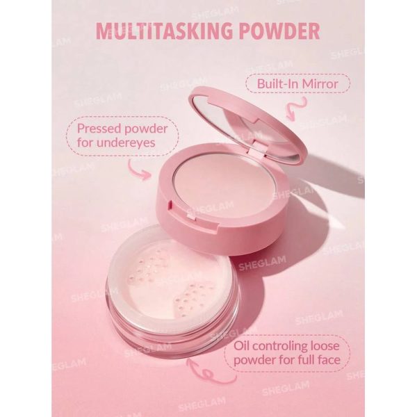 پودر فیکس دوتایی صورت و زیر چشم شیگلم مدل Insta-Ready حجم 2×7 گرم SHEGLAM Insta-Ready Face & Under Eye Setting Powder Duo - Image 2