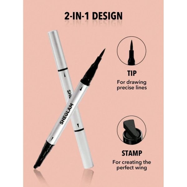 خط چشم دوطرفه ضدآب شیگلم مدل Wing It Waterproof Liner Duo حجم 2×1 میلی‌لیتر  SHEGLAM Wing It Waterproof Eyeliner Duo - Image 2