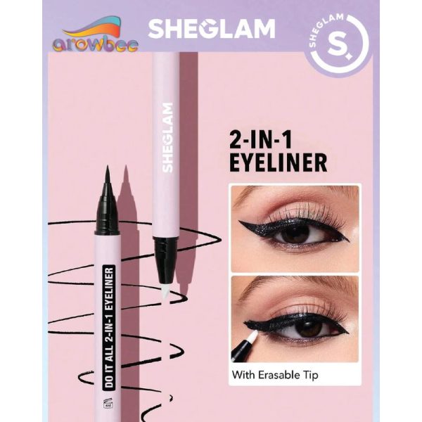 خط چشم دوکاره شیگلم مدل Do It All 2-in-1 Eyeliner & Makeup Remover  SHEGLAM Do It All 2-in-1 Eyeliner حجم 2×0.5 میلی‌لیتر - Image 2