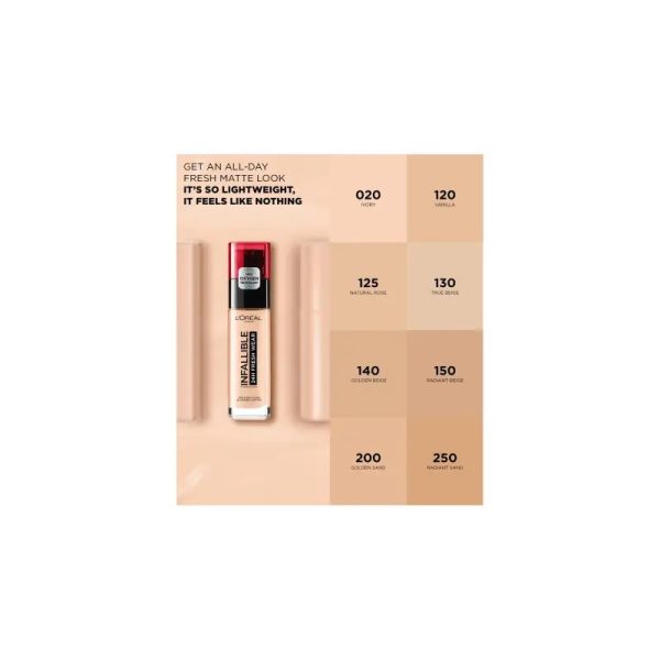 کرم پودر لورآل پاریس مدل Infallible 32H Fresh Wear حاوی ویتامین C با SPF 25  L’Oréal Paris Infallible 32H Fresh Wear Foundation with Vitamin C – SPF 25 - Image 3