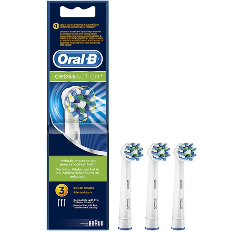 Oral-B-Cross-Action-Replacement-Heads-3-9 یدک مسواک برقی اورال بی پرسیژن کلین (Precision Clean) بسته ۳ عددی Oral-B Precision Clean Replacement Brush Heads – 3 Count - Image 1