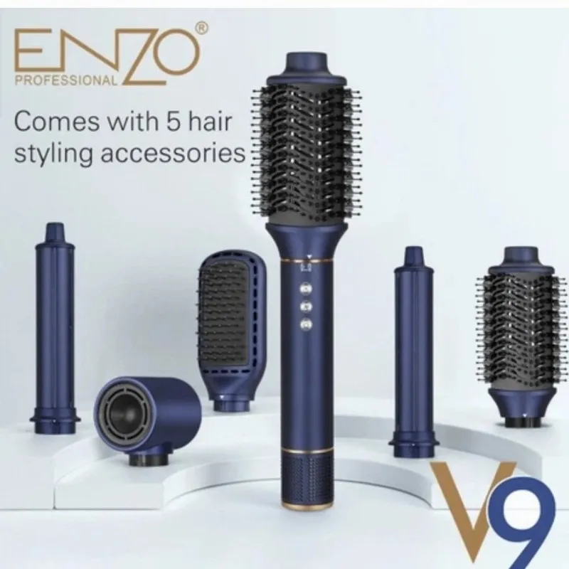 RN8TYp6pIVw0-PAT سشوار برسدار چندکاره انزو مدل V9 – حالتدهنده و حجمدهنده مو ENZO V9 Hot Air Brush Hair Dryer – 5-in-1 Multi Hair Styler - Image 1