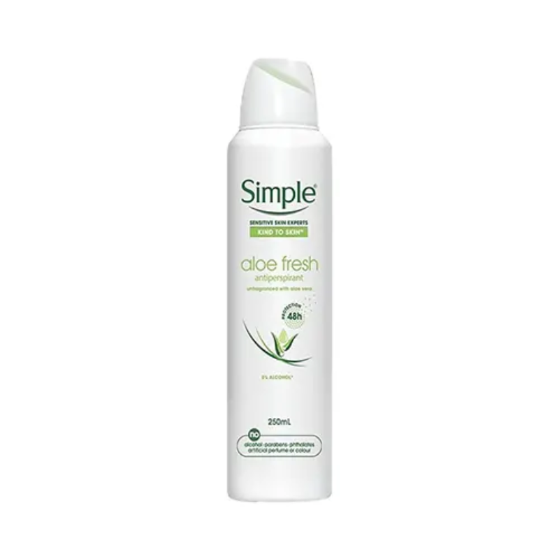 Simple-Aloe-Fresh-Antiperspirant-Spray-250ML اسپری ضدتعریق سیمپل Aloe Fresh 250 میل - Image 1